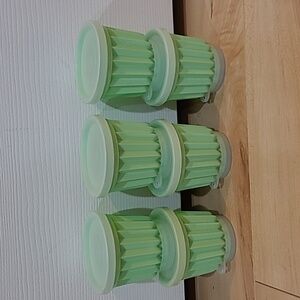 6 green vintage Tupperware Jello jell-ette pudding cups